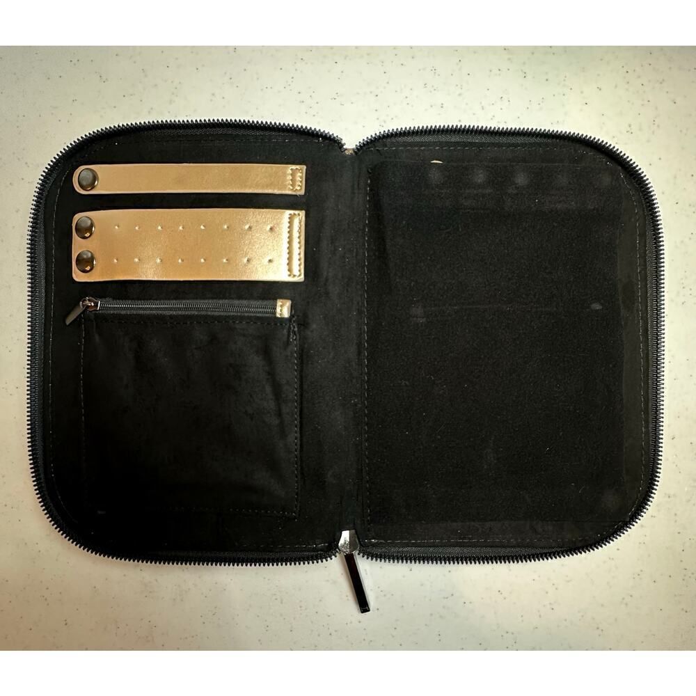 Halston Gold Travel Jewelry Organizer Case 9x6.5” Zip Around-Earrings Necklaces - Picture 5 of 10